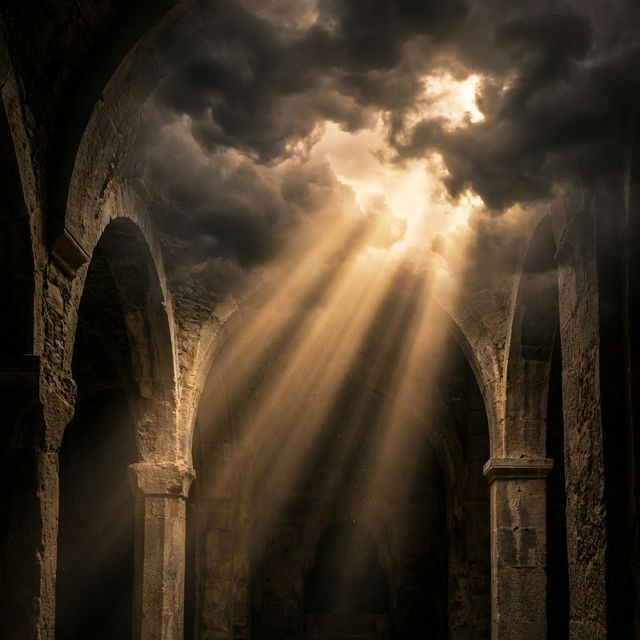 Göttliches Licht bricht durch die Dunkelheit